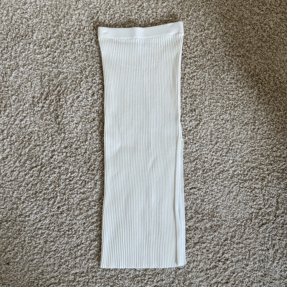 Ribbed Midi Skirt - White/Cream